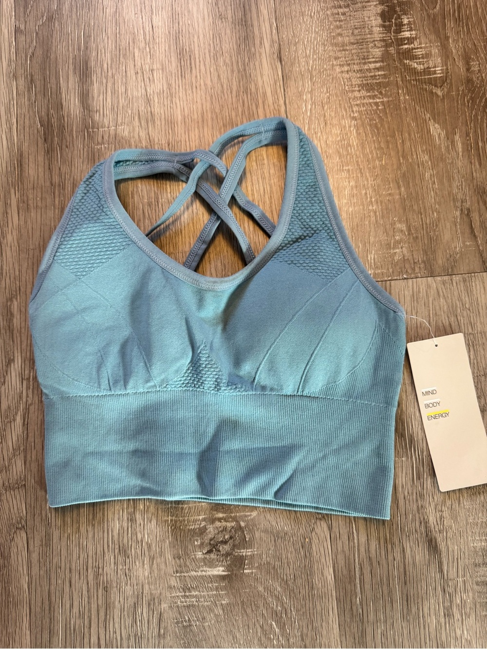 Z by Zella NWT Women's Light Blue Seamless Crossback Bralette Size Small